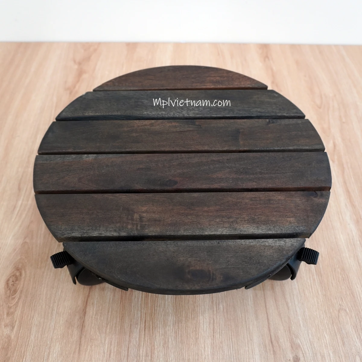 Cheap Factory Price High Level New Design Wooden Portable Round Trolley Plant Caddy Tray With Lockable Wheels