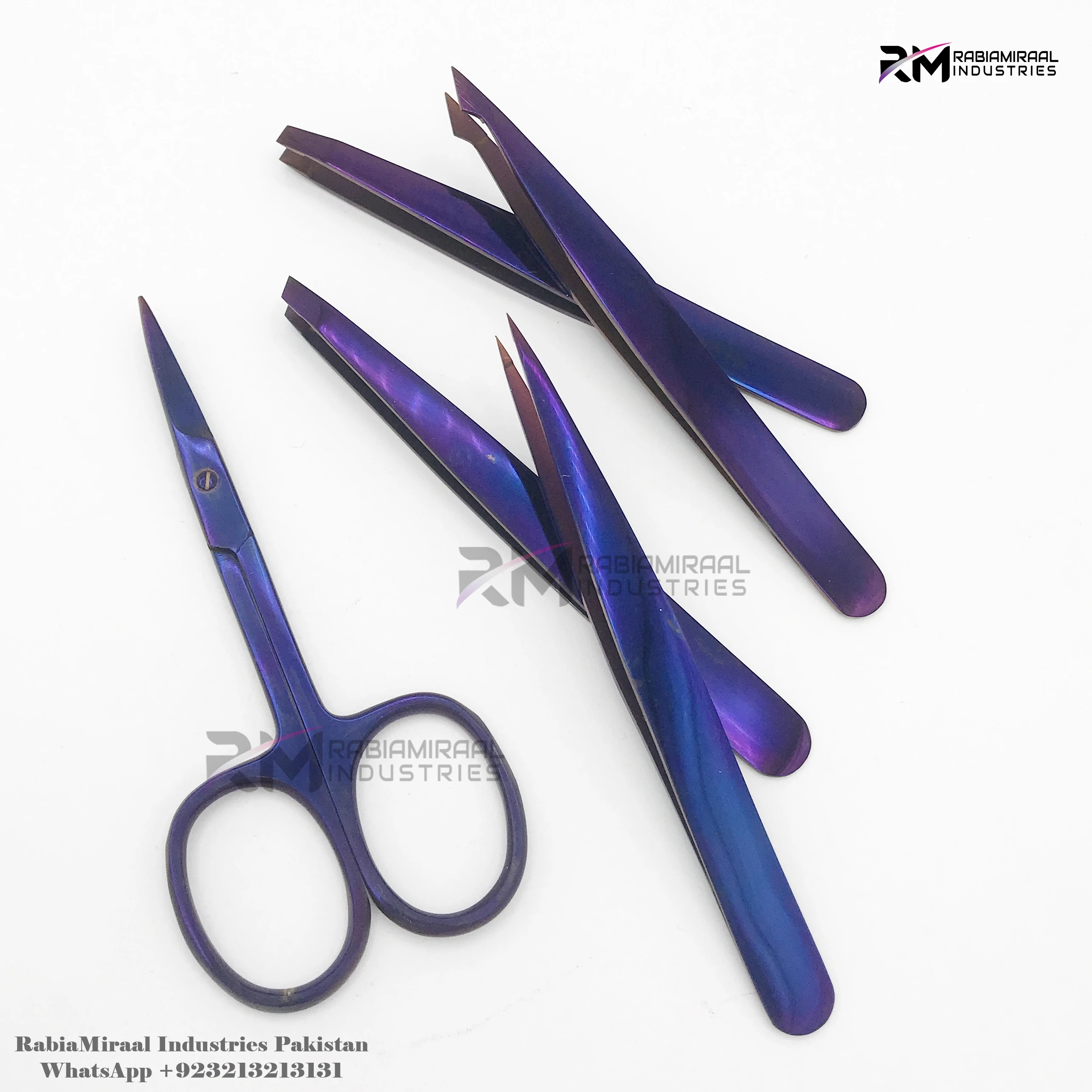 Hot Selling Purple Plasma Eyebrow Tweezers Set Stainless Steel Customized Packaging New Style Lash Tweezer Demanded Style