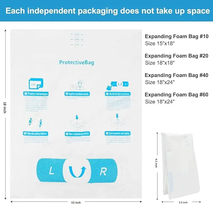 rapid expansion foam wholesale Handy Quick Instant Expanding Packaging Foam Bags For Shipping Mailing and Packing