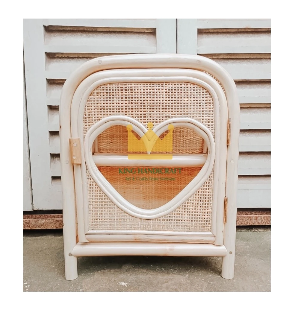 High Quality Wicker Cabinet for Doll, Rattan Daisy Dolls Wardrobe Doll Furniture Rattan Swan Dresser Mini heart shape