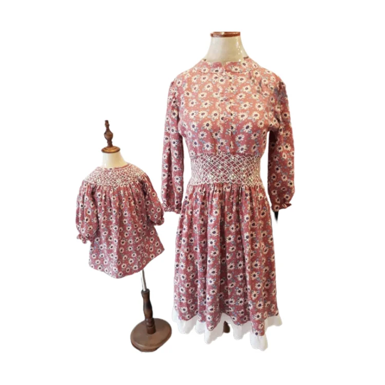 Mother & Baby Dress Set With Floral Pattern Family Matching Outfits Good Quality High Quality Family Matching Dresses