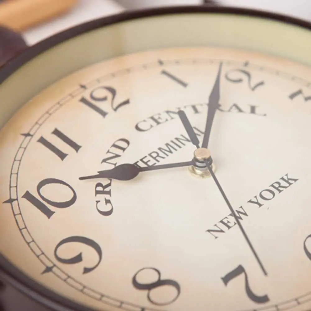 Vintage Double Sided Wall Clock Train Station Clock Silent Non Ticking Can be rotated 360   Creative Classic Wall Hanging Clocks