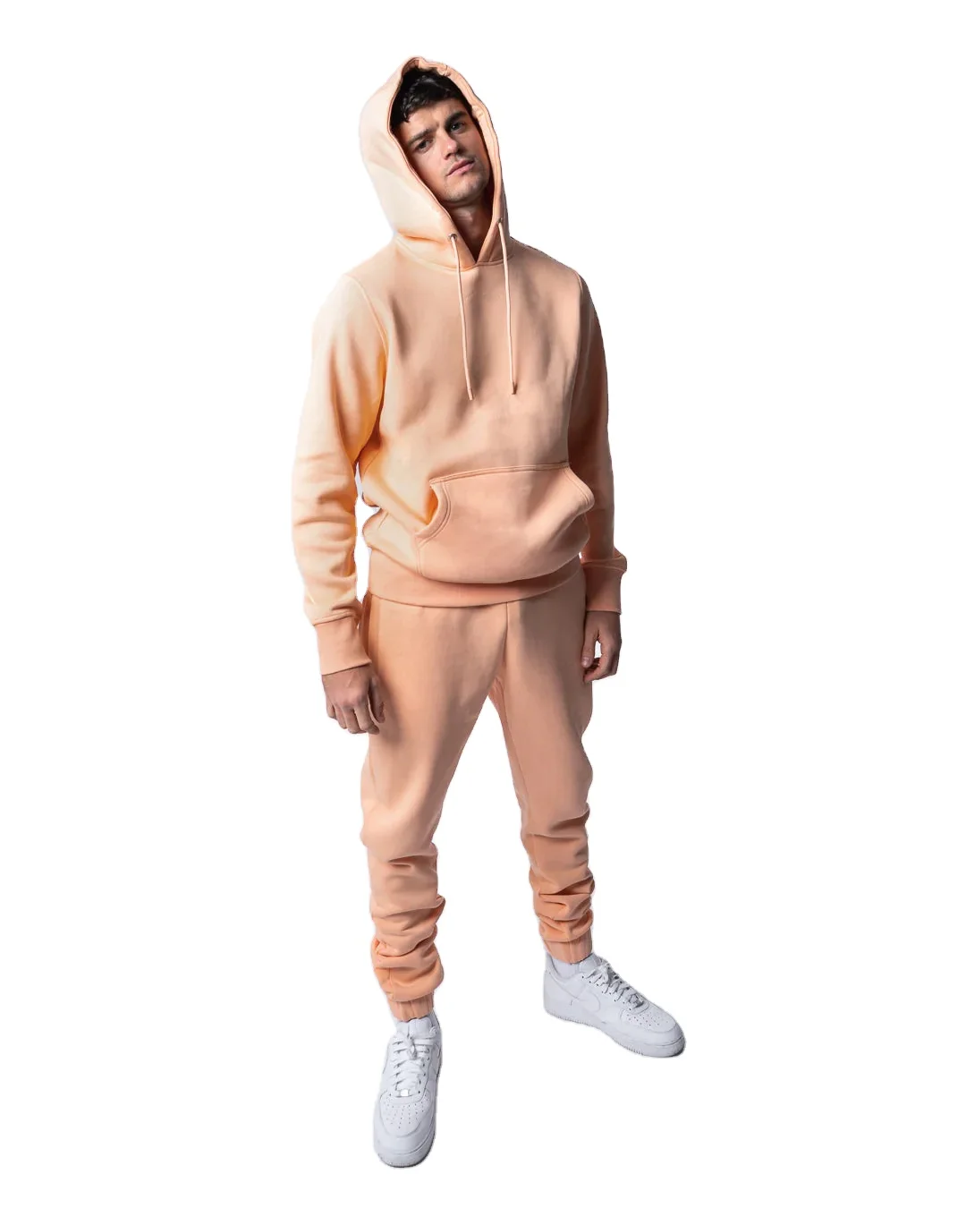 Stacked Sweatsuit Men Hoodie Jogger Set Winter Thick Plain Custom Tech Fleece Tracksuit