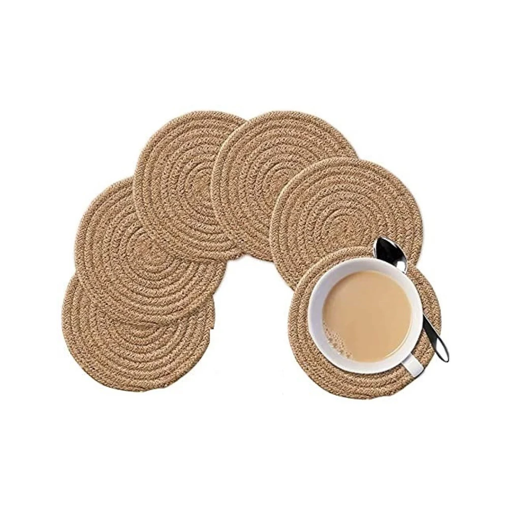 Heat Insulation Coasters with Colorful Collection Best Selling Eco Friendly Hemp Rope Placemats Coffee Mats Woven Jute Product
