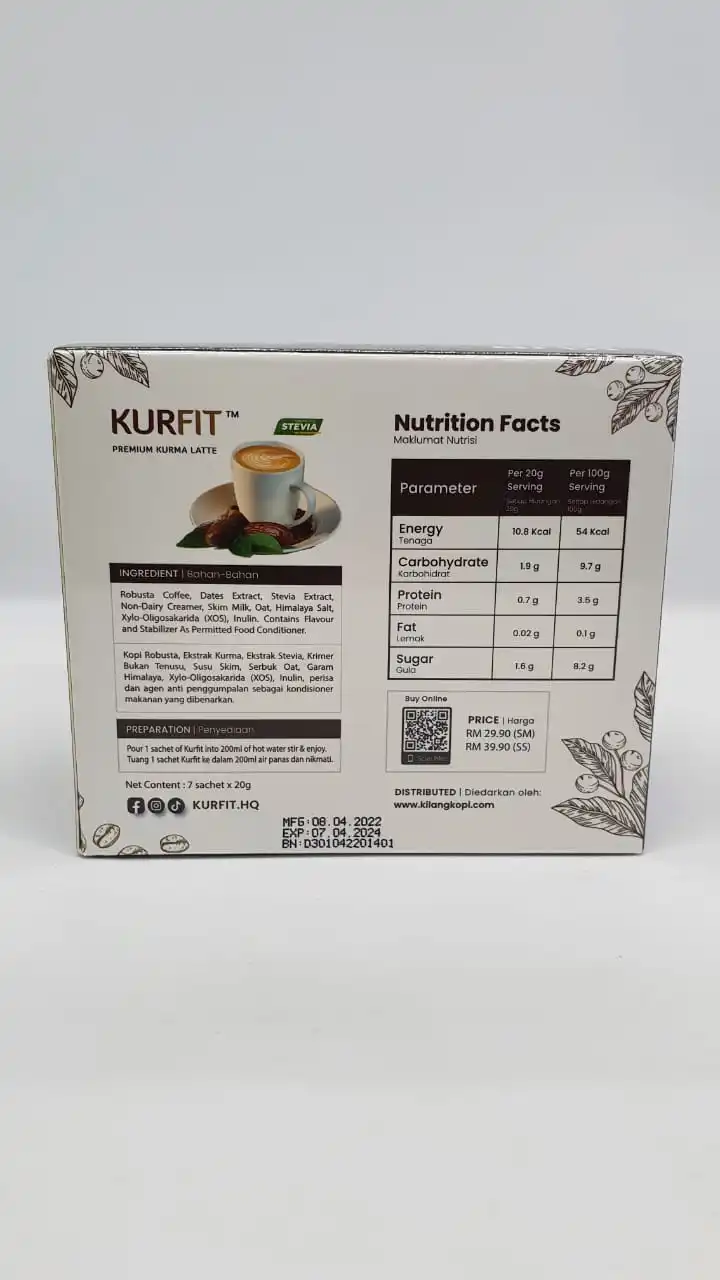 KurFit Premium Healthy Latte Dates Coffee Malaysia