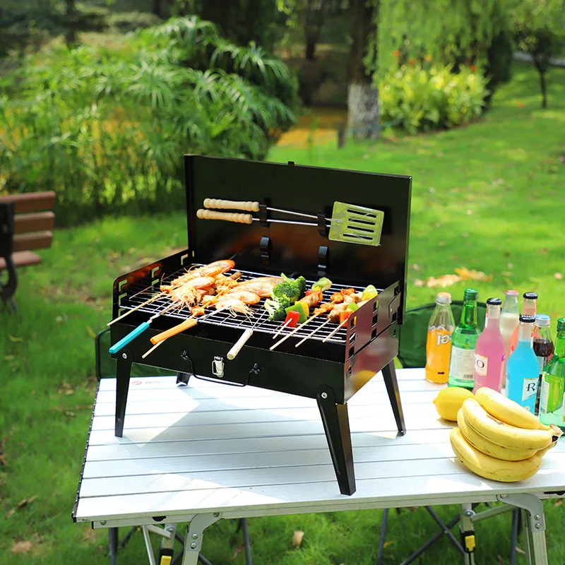 kebab skewer foldable folding mini  portable bbq barbeque grill grille bbq camping charcoal barbecue bbq grills outdoor
