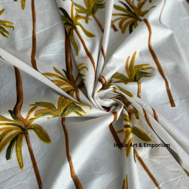 Красивая ткань с принтом ручной блок горчично-желтая Сливовая печать индийская ткань для западного платья