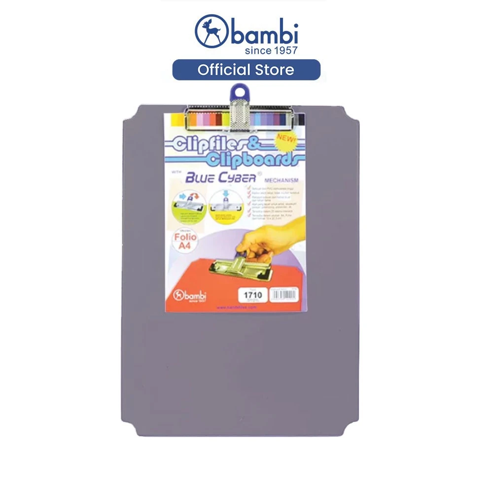 Bambi Office Stationery A4 Size 12cm PVC Plastic Clip Clipboard Folder with Hard Paper Material Product from Indonesia
