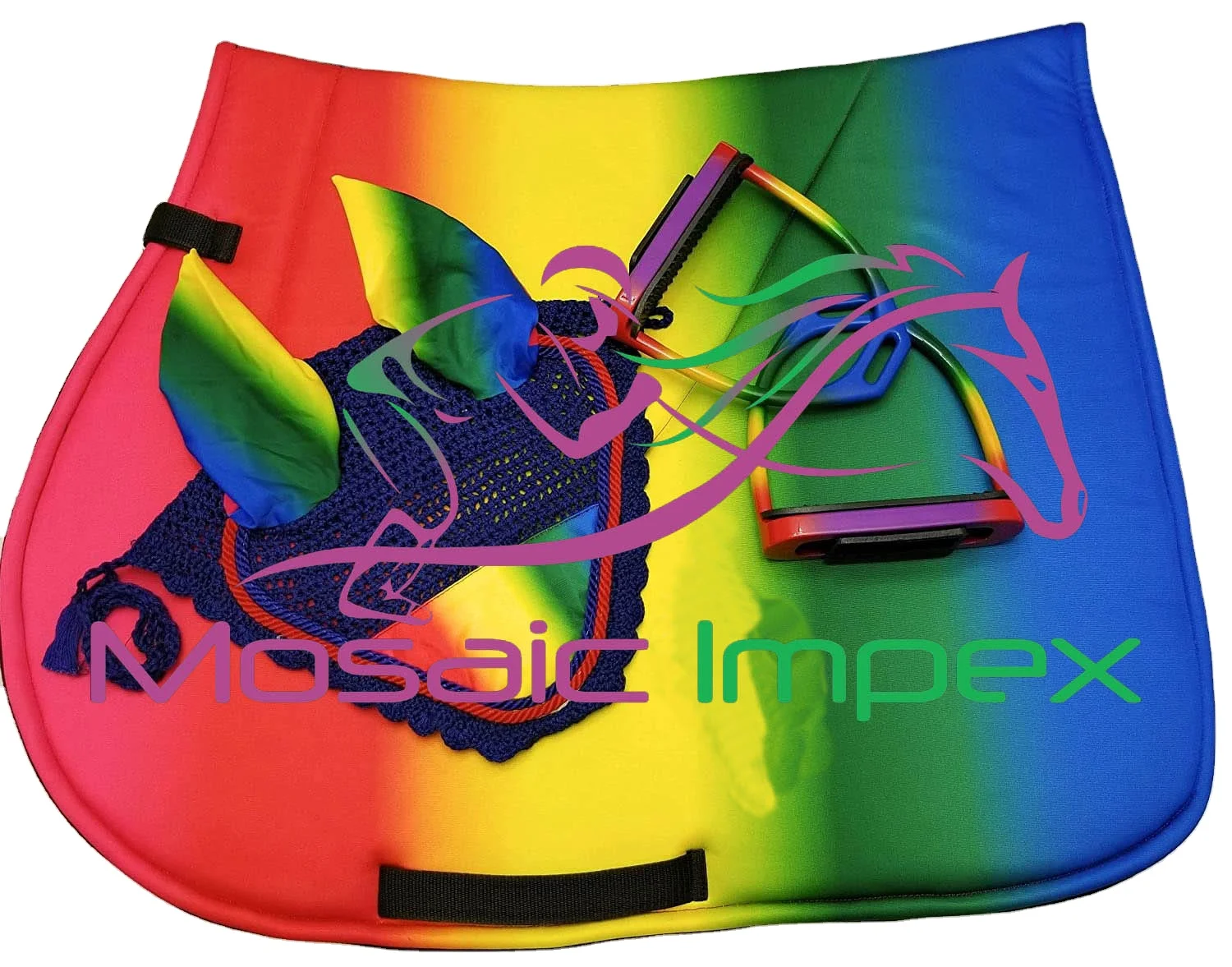 Carved Work Satin Dressage Square Riding Sheepskin Shape Half Super man Hologram different colors Direct Pu Foam Anti Slip Water