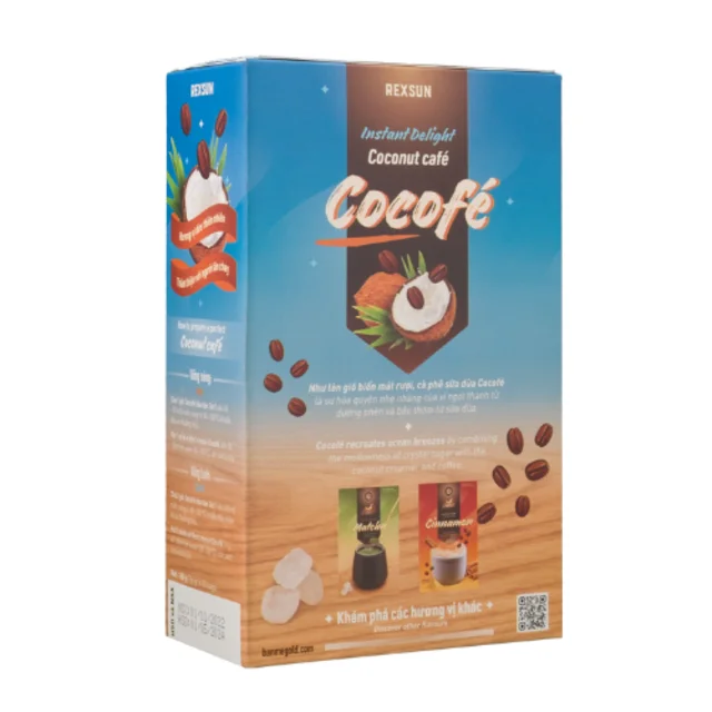 Coffee Mix COCOFE Coconut instant coffee 160g per box special smell and good taste - Rexsun brand made in Viet Nam