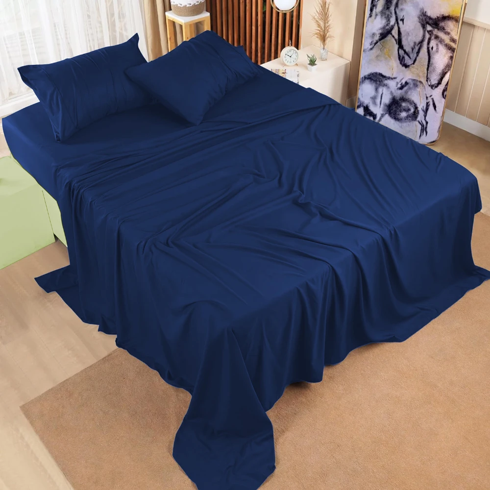 4 pcs 100% microfiber solid color cheap price queen Size bed sheet bedding set