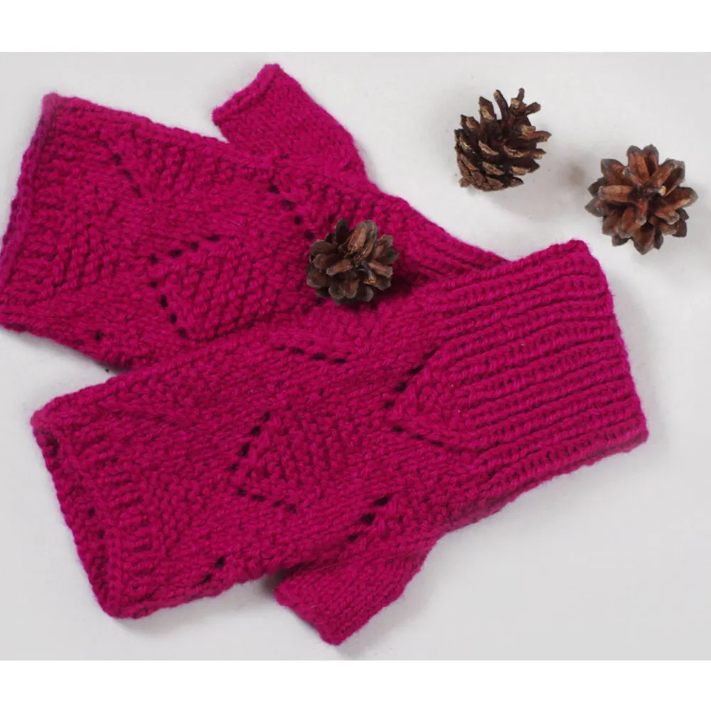 Autumn Winter Women Knit long Gloves Arm Wrist Sleeve Hand Warmer Winter Mittens Fingerless Gloves