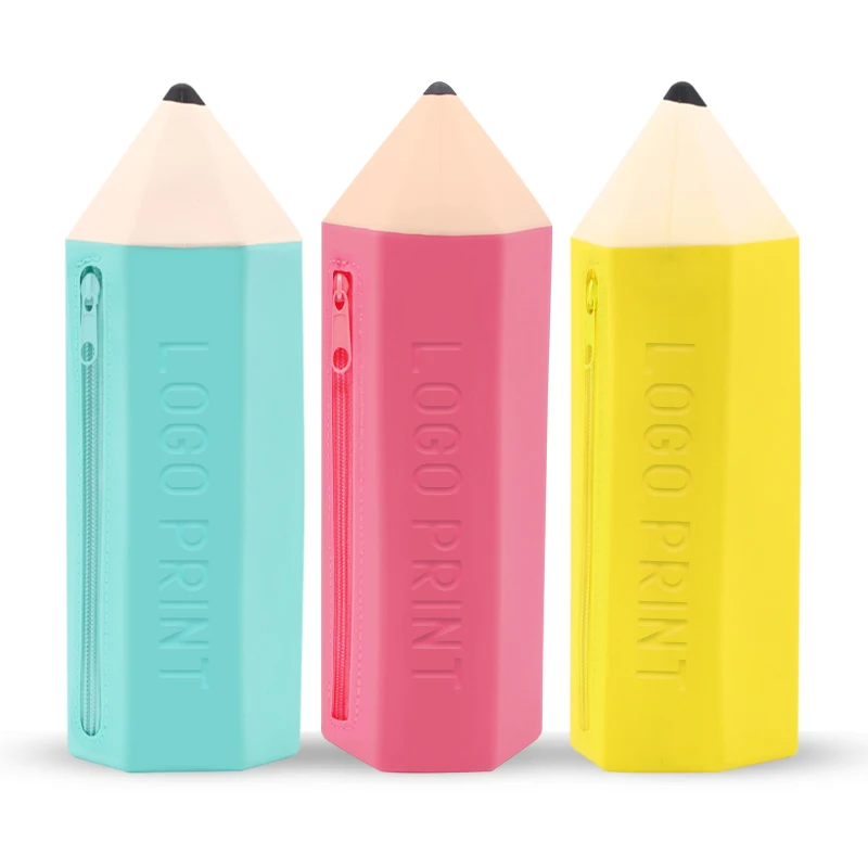 school supplies for students stationery flexible custom silicone pencil case pouch crayon shaped bag pencil case with logo
