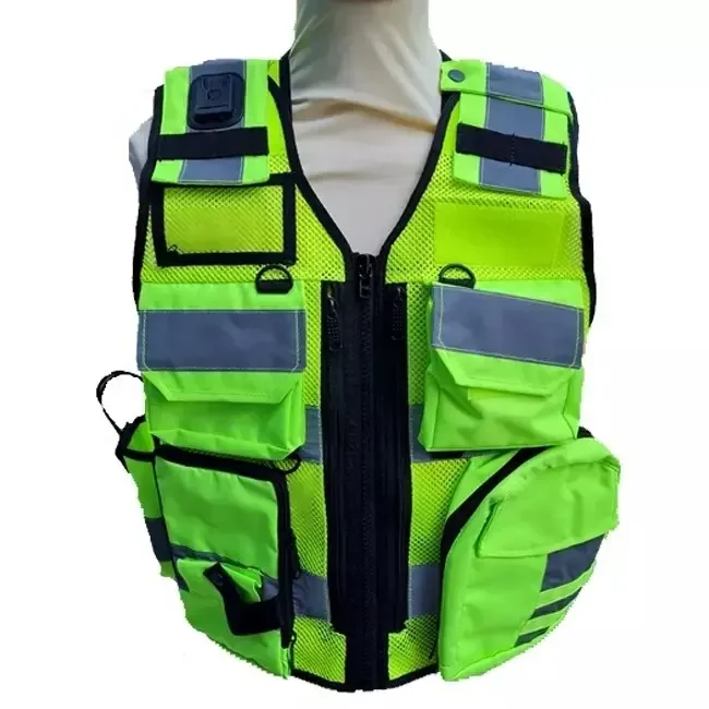 Security Jacket Construction High Visibility Multi Pockets Colorful Safety Work Vest Reflective Stripe vest