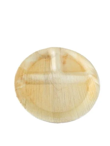 Palm Leaf Disposable Plates Wood Style Dinnerware 10 Inches 3 Compartment  Fruit and Dessert Plates Pack of 50 pcs