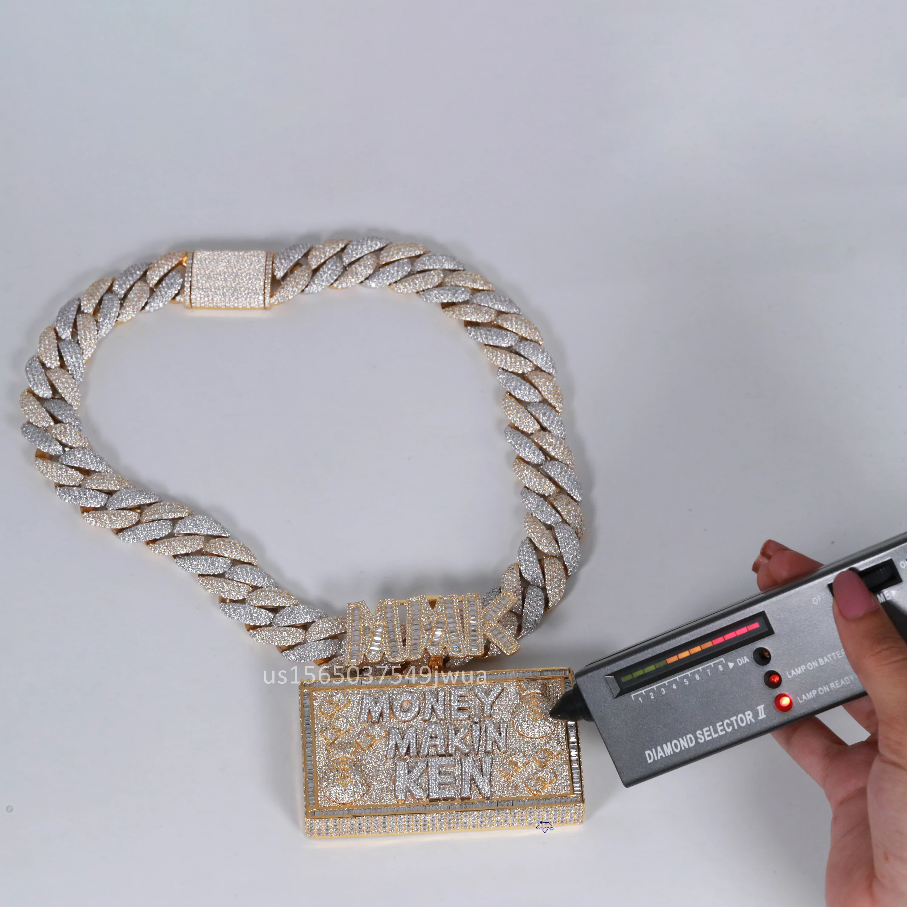 Attractive Design Mens Jewelry Crafted With 925 Sterling Silver Fully Iced Out Chain With Pendant Featuring Moissanite Diamonds