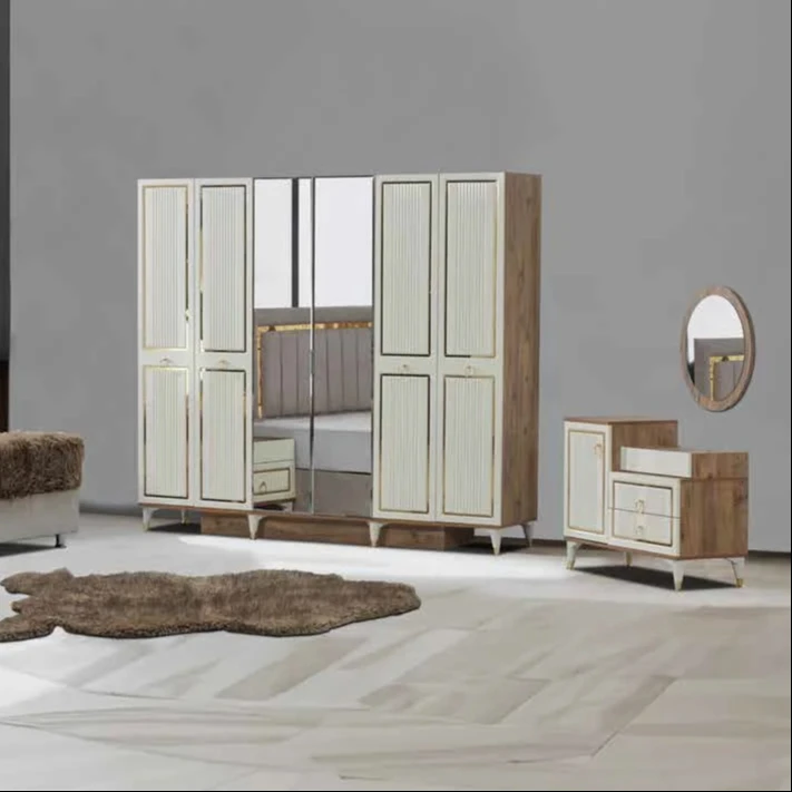 Irmak economic bedroom set 5 pcs modern design 4 doors wardrobe simple model MDF wood factory prices smart furniture