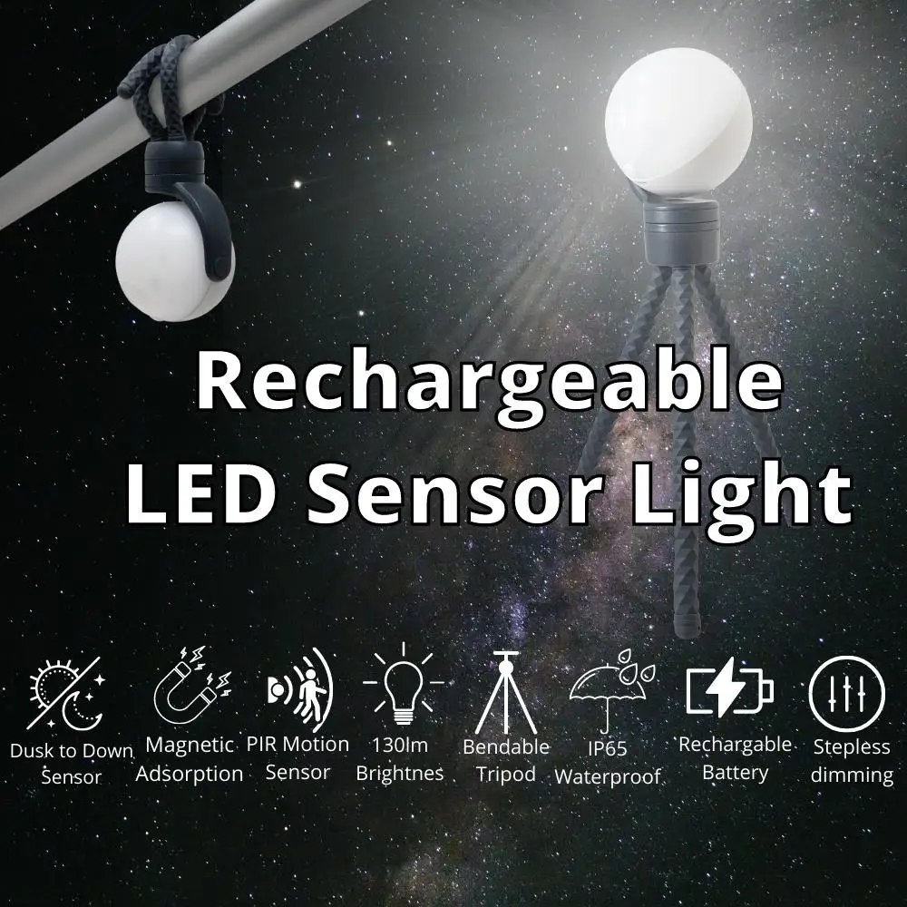 Rechargeable Outdoor LED Security Motion Sensor Light  IP65 Waterproof with Tripod and Magnet Led Light Sensor