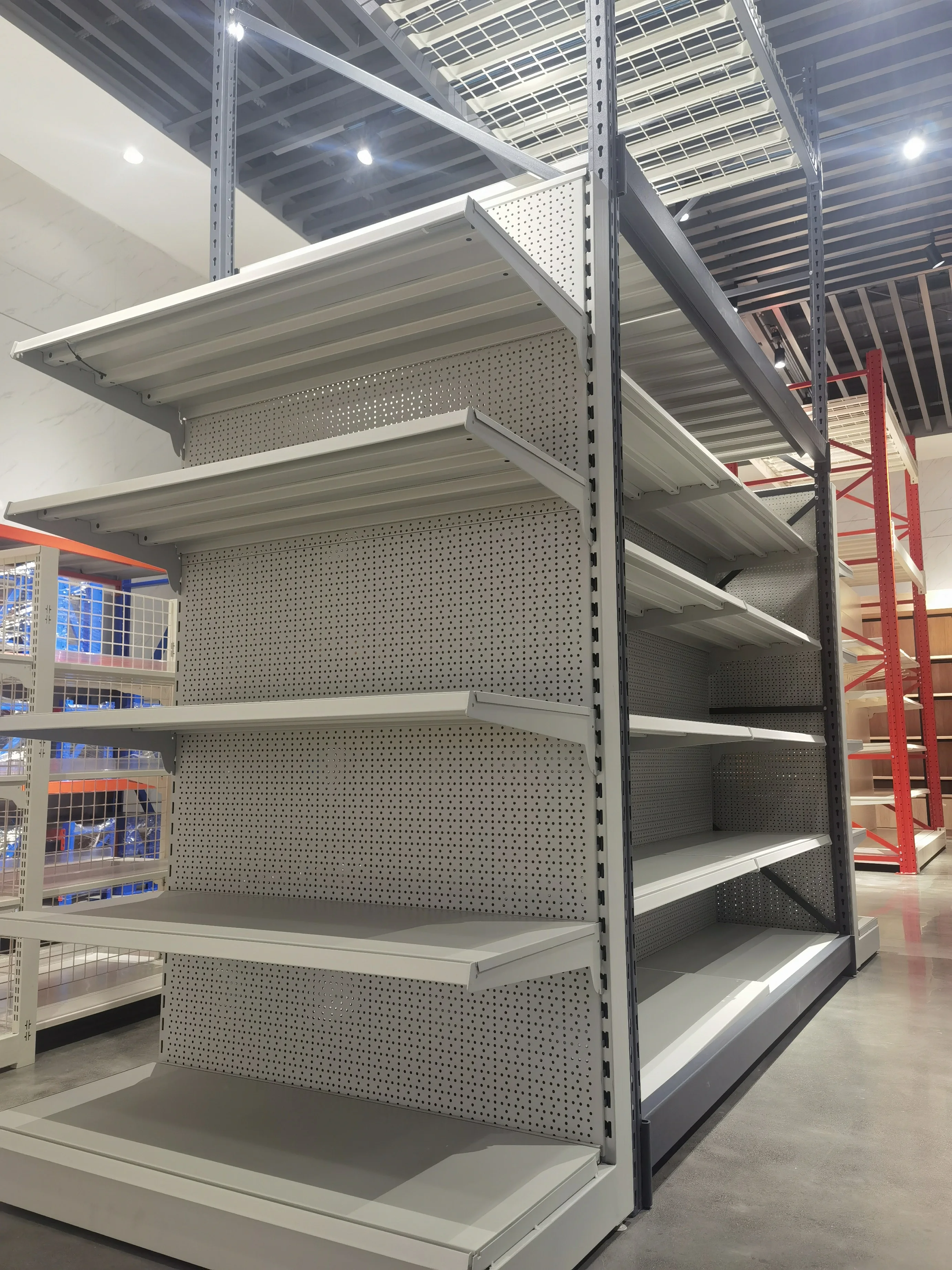 2 in 1 Supermarket shelves gondola rack heavy duty for shop store retail commerce display