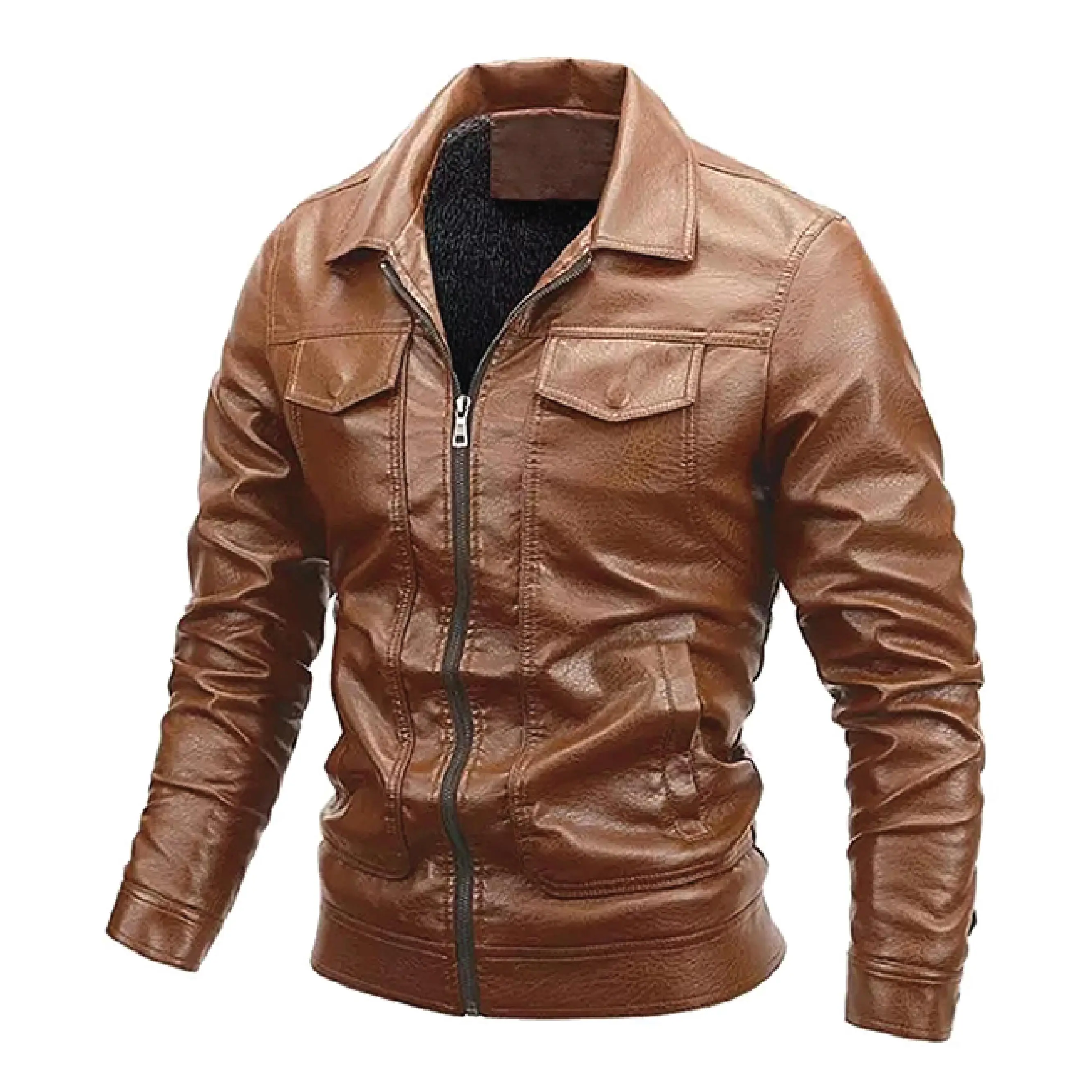 Winter new design Pure leather jacket fur collar  motorcycle  leather jackets