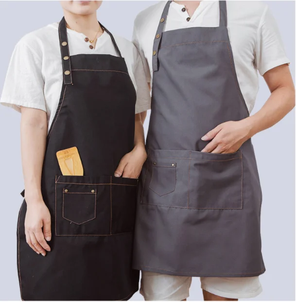 Kitchen Apron with Waterdrop Resistant Stain Resistant Panama (Duck) Fabric Yellow Kitchen Apron Chef Kangaroo Model