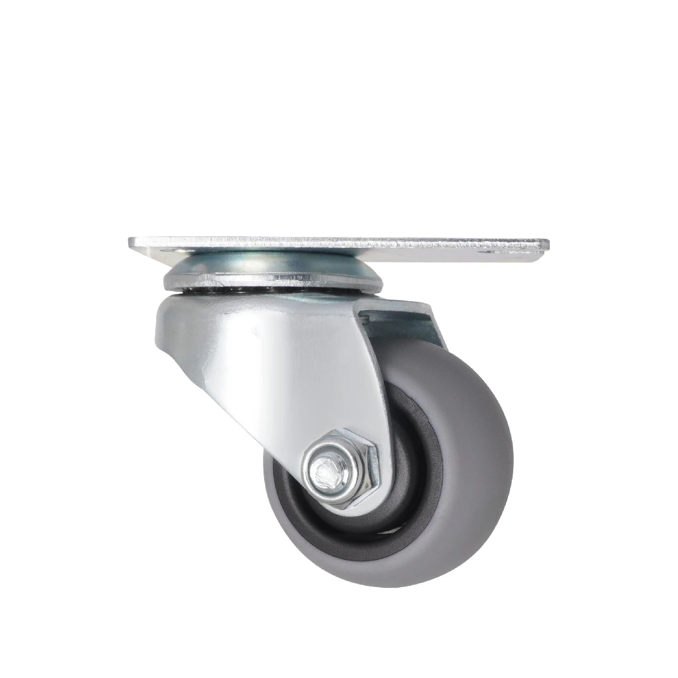 1.5 Inch L-Shaped Swivel Plate Grey TPR Wheel Roller No Mark