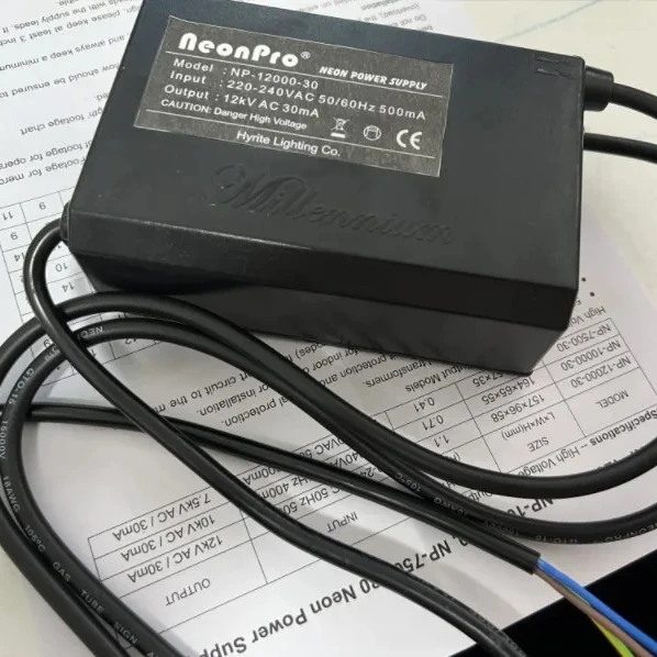 12KV 30mA Waterproof Black Neon Light Electronic Transformer 5KV 30mA Neon Transformer Power Supply for All Kinds of Outdoor