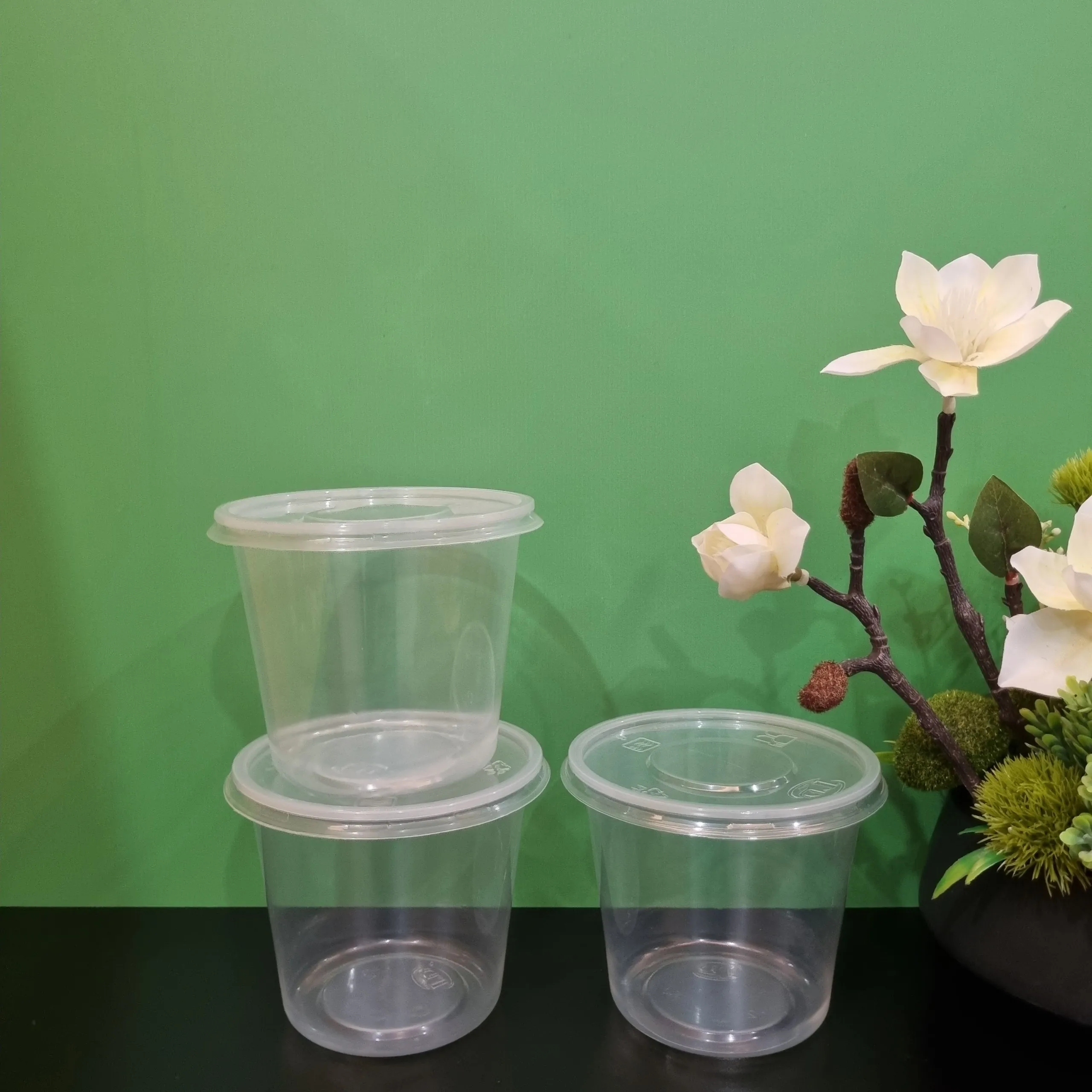 Многоразовый пластиковый контейнер для еды круглой формы с крышкой 350/500/550/600/700/1000/1200 мл прозрачная конкурентоспособная