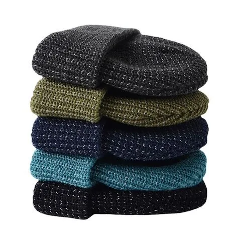Wholesale Men Acrylic Knitted Winter Night Running Outdoor Sports Reflective Beanie Hat MS-BC-046