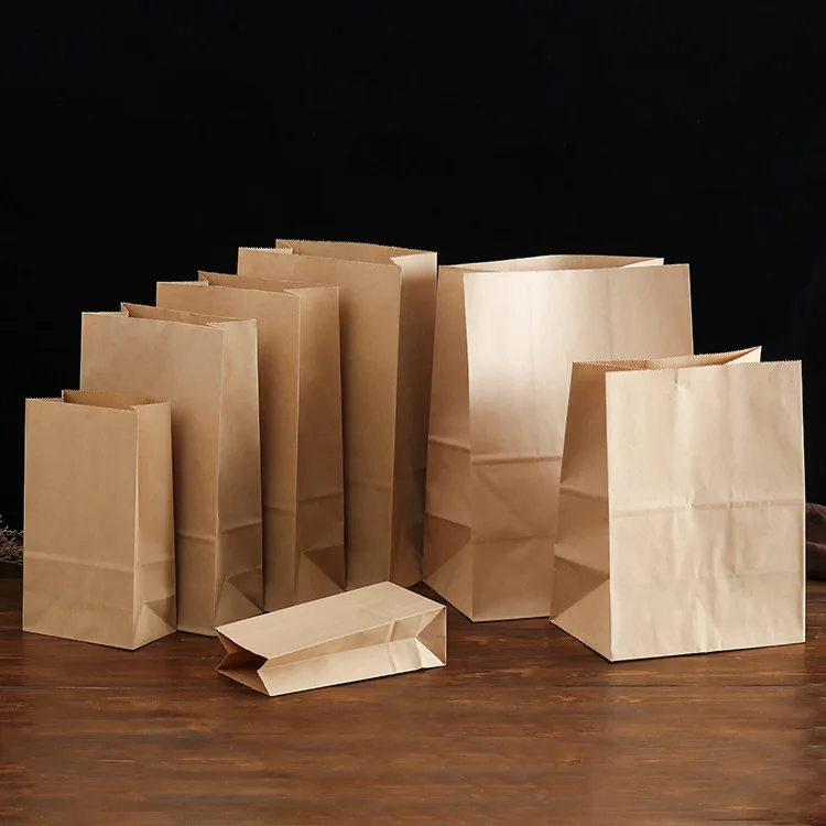 Disposable oil-proof packaging bag customized sharp bottom kraft paper bag food packaging food kraft paper bag