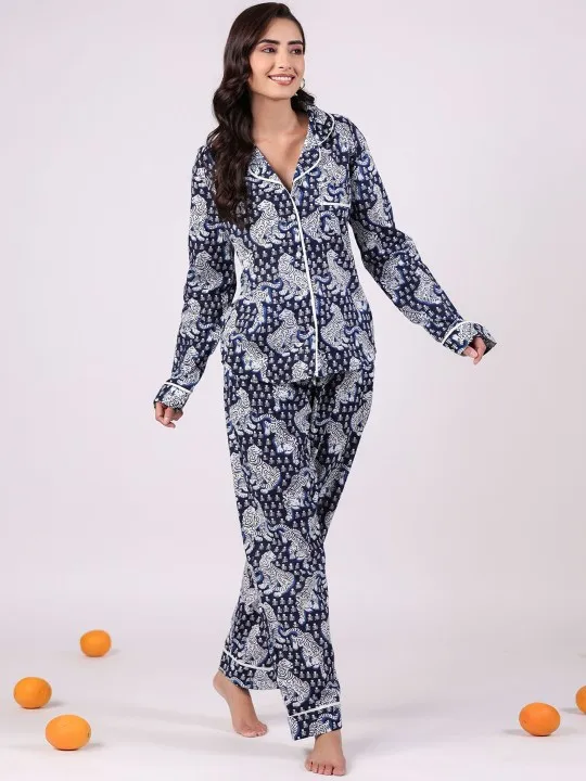 Pajamas Floral Pure Cotton PJ Set Night Wear Soft Cotton Night Suit Gift for her Bridesmaid Pj Lounge Wear