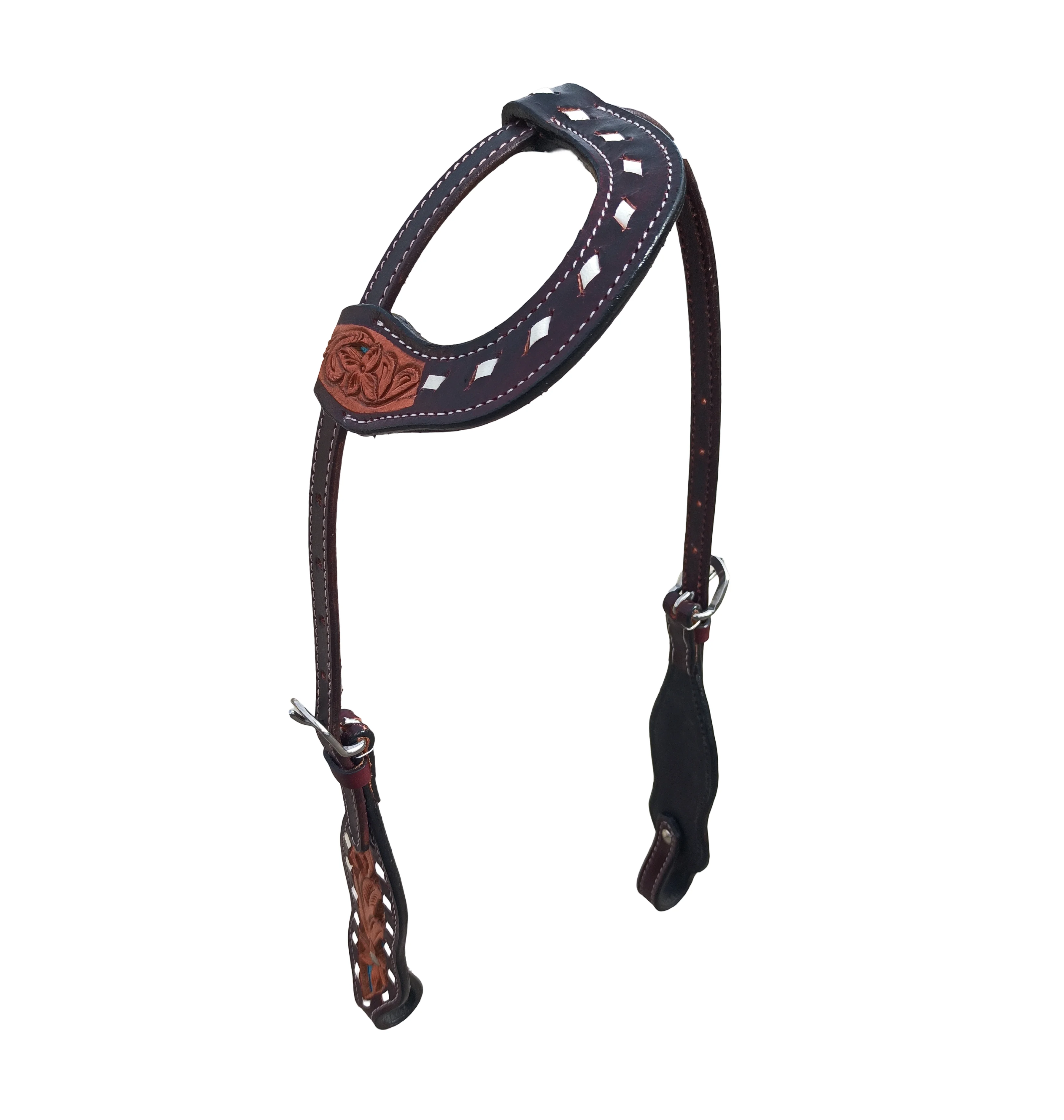 Trendy Western Horse One Ear Headstall Brown Leather Hand-Carved Lightweight Design Perfect for Western Saddles Set Manufacturer