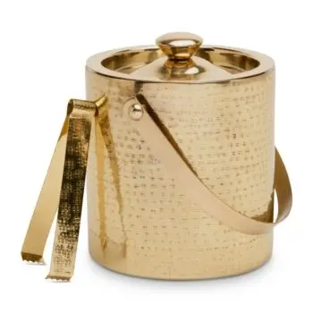 Metal round stainless steel ice bucket with ice tong and cover bar champagne beer ice bucket with lid