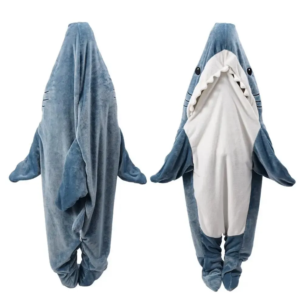 Cartoon Shark Sleeping Bag Pajamas Office Nap Shark Blanket Karakal High Quality Fabric Mermaid Shawl Blanket For Children Adult