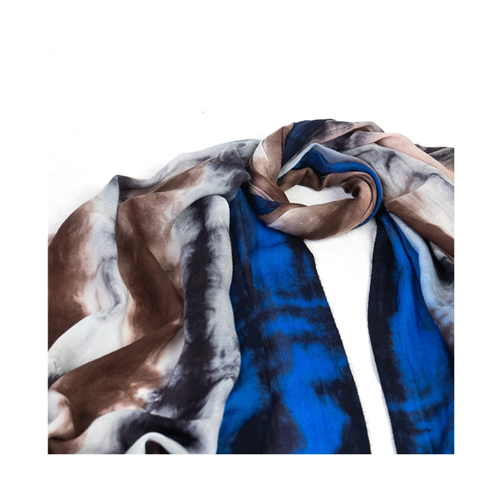 New Collection Tie Dye Merino Scarves Lightweight Ethnic Long Plain Style Cashmere Material for Winter at a Good Price