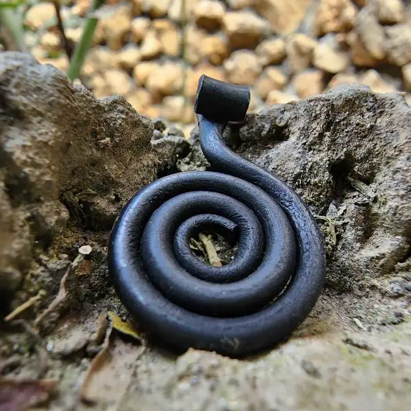 Top Quality Hand Forged Snake Shape Amulet, Blacksmith, Viking, Norse, Pendant, Jeweler, Iron, Steel, History, Pagan, Necklace