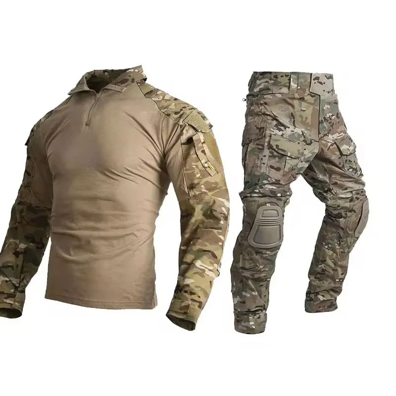 SONICE High Quality shirt Pants Frog Suit G3 Combat Tactical Outdoor Soft Camo g3 Combat Gears Uniform With Knee Pads