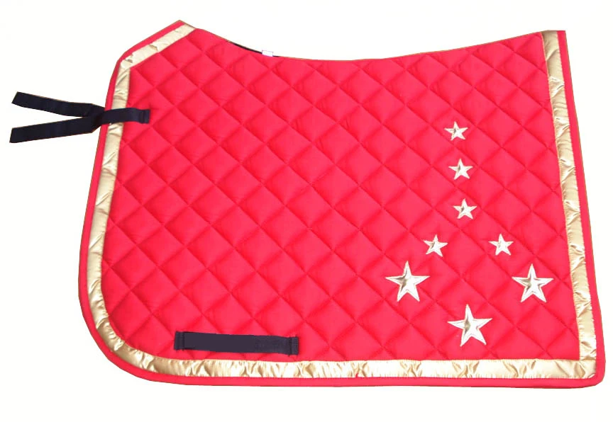 Dressage Saddle Pad Red Quilted Cushion Padded Cotton designer for horses soft cushioning for saddle protection of horse back
