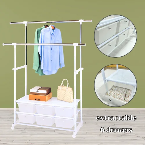 Mobile Organizer Multifunction Drying Laundry Clothes Hanger Rack