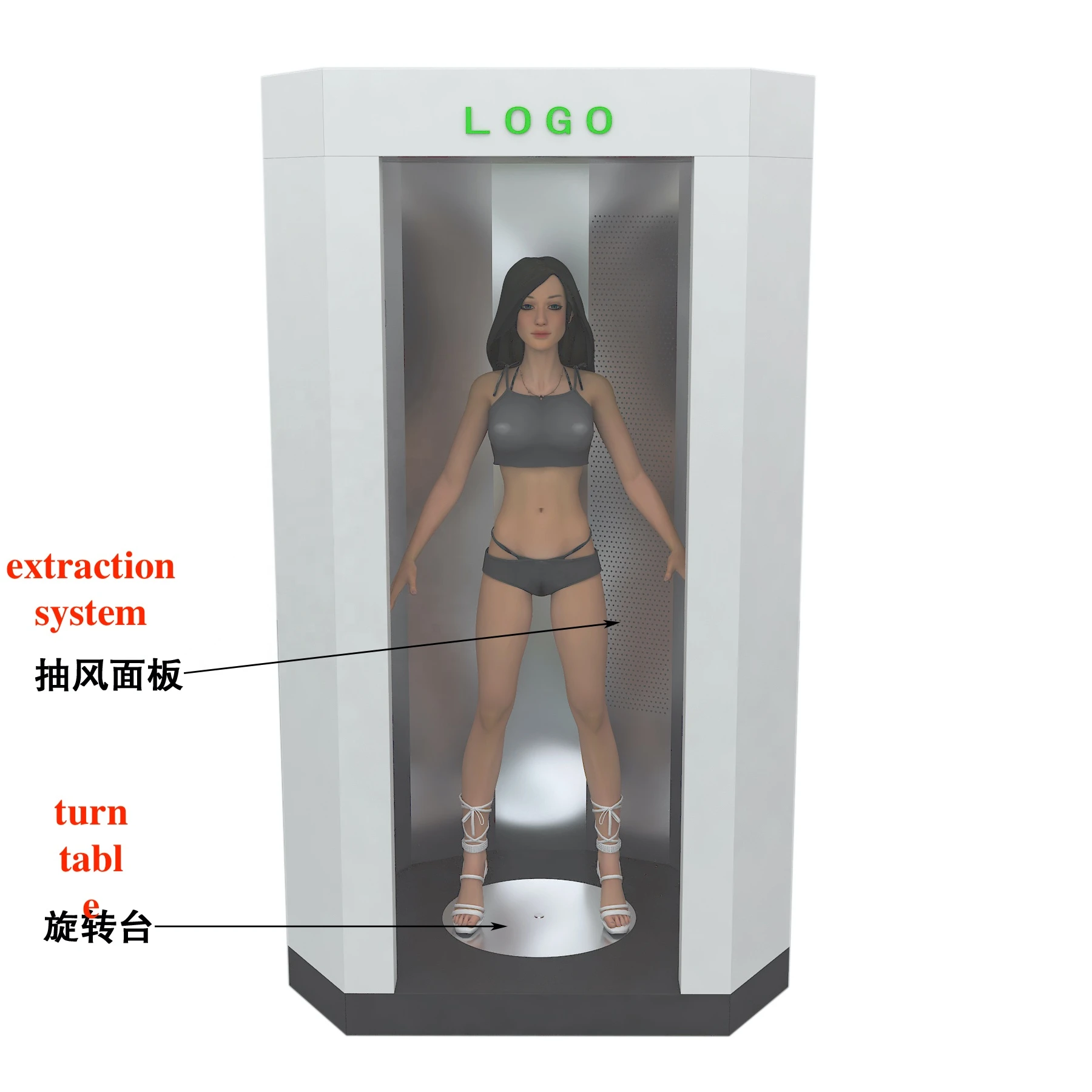 Automatic Spray tan over-spray extraction booth