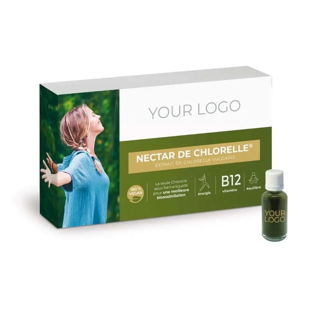 High Quality French Liquid Chlorella Vegan Superfood Rich in Chlorophyll Vitamin B12 for Health Food Private Label Healthcare