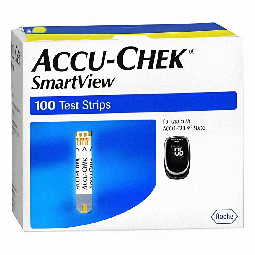 Тест-полоски с высоким содержанием глюкозы в крови Accu-Chek Smart View 100 карат