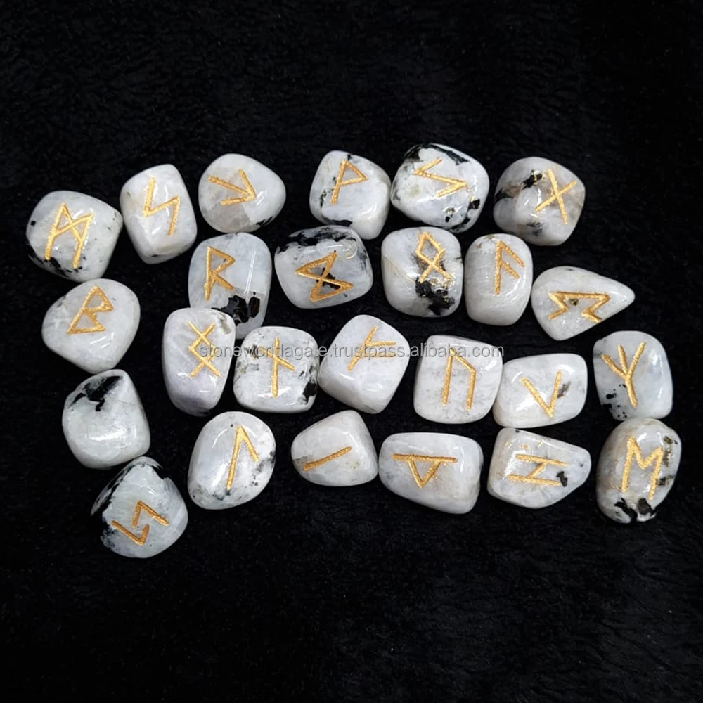 Wholesale Crystal Rune Set Clear Quartz, Tiger Eye Moss Agate, Obsidian, Carnelian Healing Crystal Tumbled Rune Set For Sale