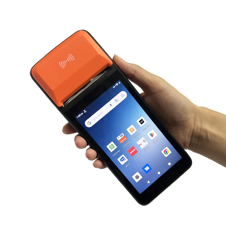 Портативный мобильный беспроводной 1 ГБ ОЗУ NFC Ручной android pda сканер штрих-кодов pos-терминал со встроенным термопринтером