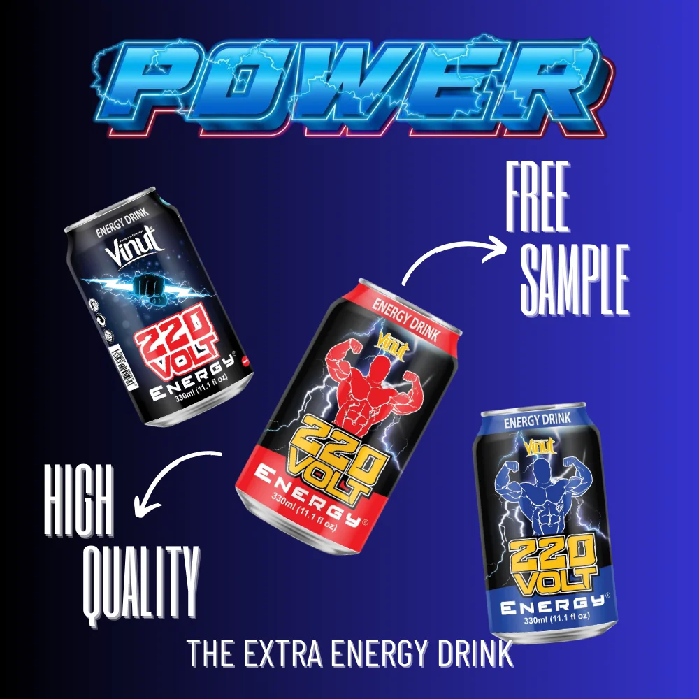 Made in Vietnam 330ml Vinut Volt Power Energy Water Drink No Sugar Low Fat  Free Sample Beverage Manufacture Private Label OEM