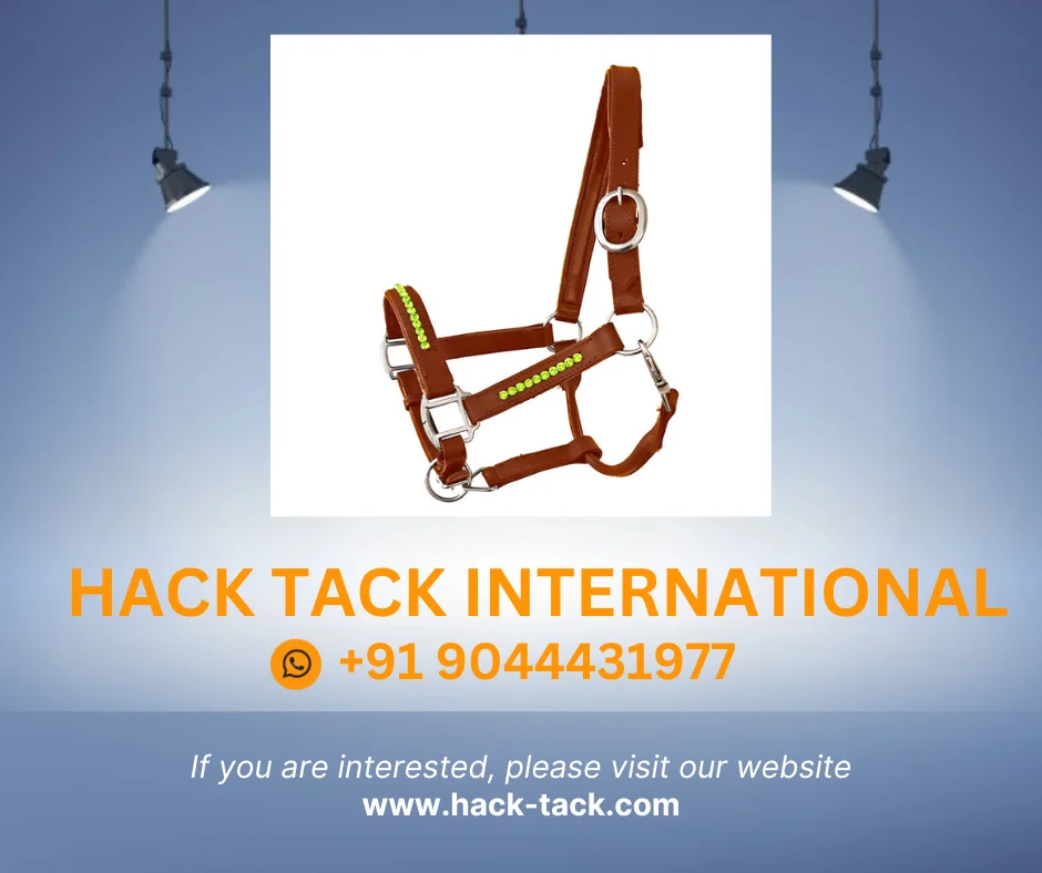 Halter Bling Light Green - Cognac leather Horse Riding Jumping Horse Leather Halter