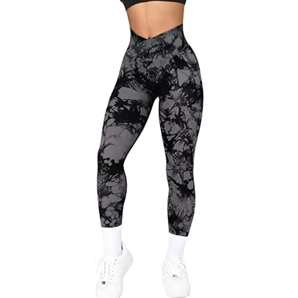 Hot Style Body Fitness Nude Yoga Pants Womens Gradient Printing Sports Running High Waist Slim Nine Colorful Leggings