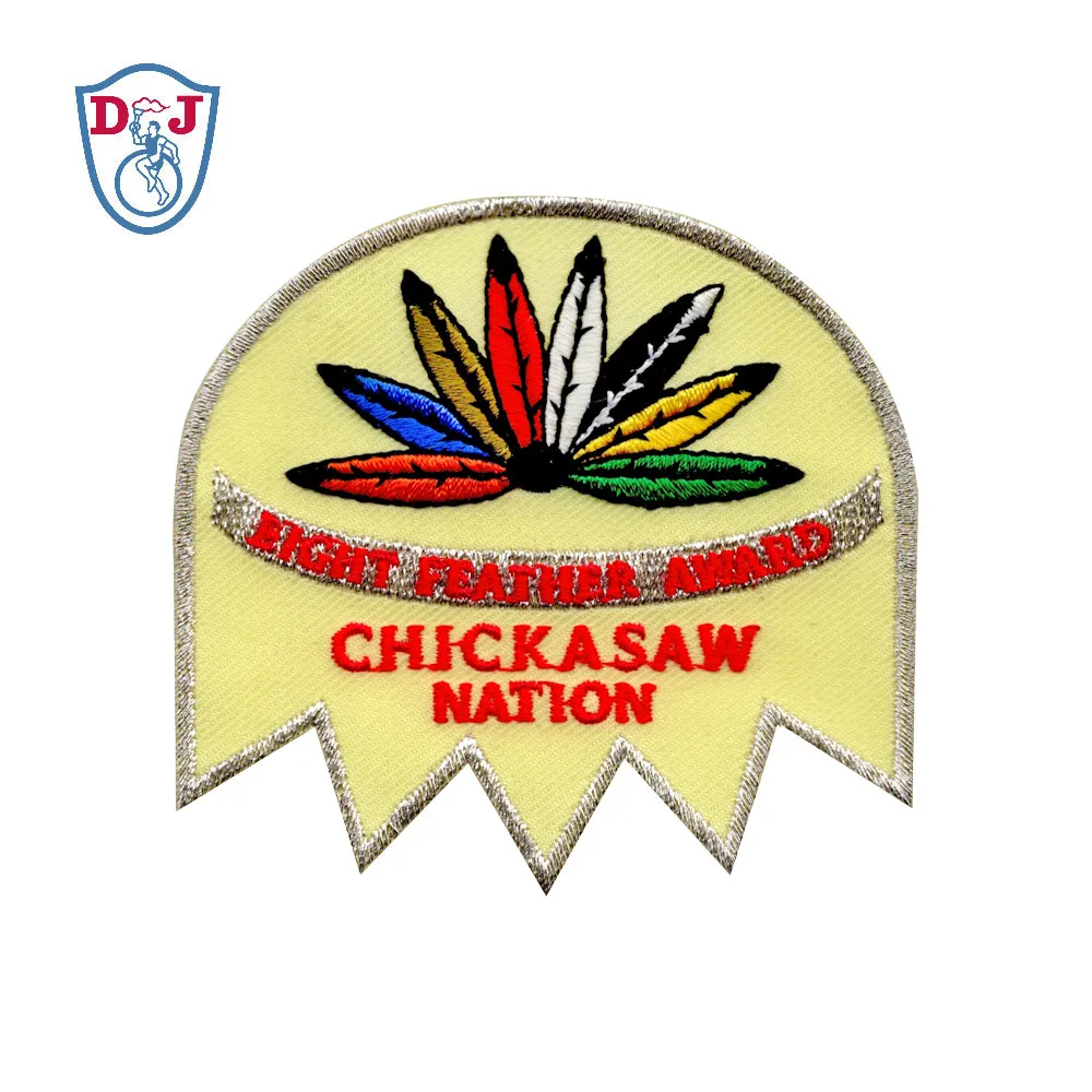 Patch Maker Custom Logo Gold Silver wire Emblem Embroidery Crest Heat-press Patches Iron On Embroidered Badge