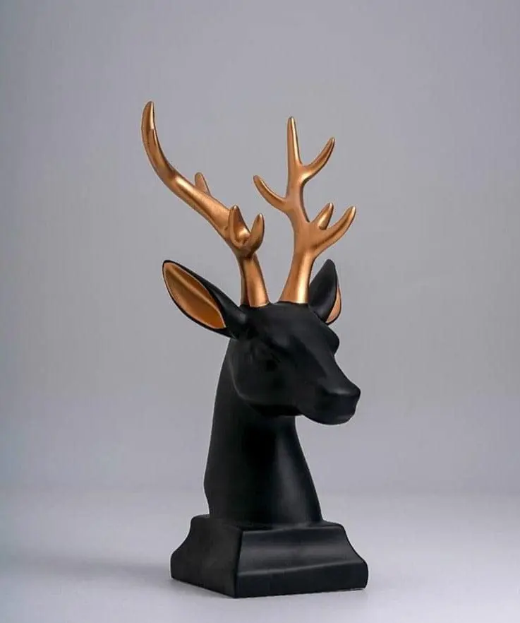 Black Resin Deer Showpiece Figurines for Home Decor Living Room Decoration Modern showpieces for Home Decor