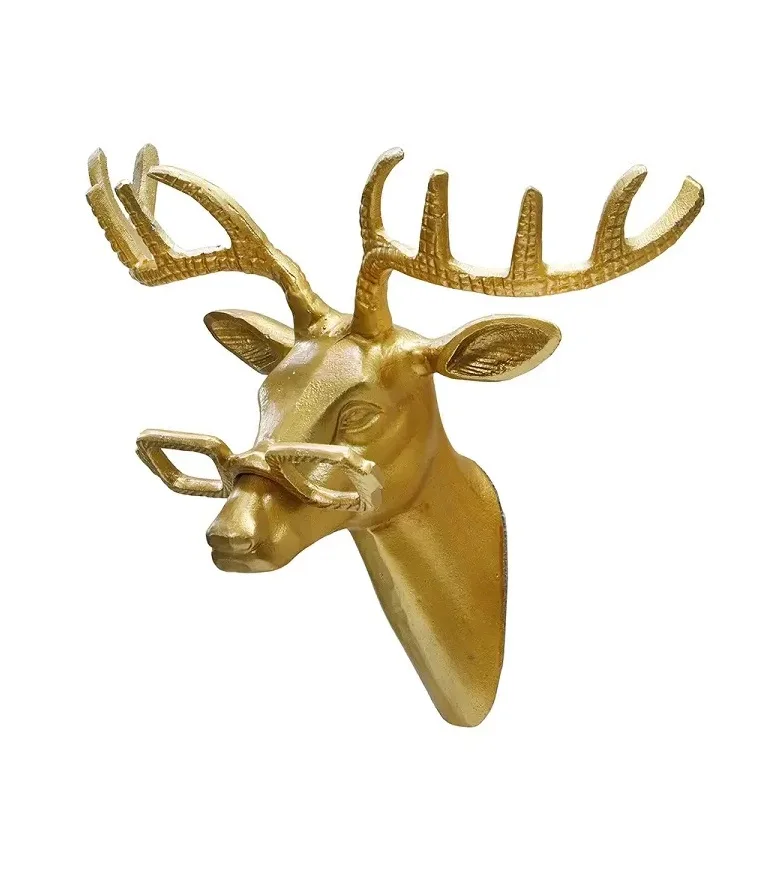 Deer Head Wall Decoration Ornament Multi Occasion Meet Any Condition Golden Color Material Factory Price Powder Coat Finishing